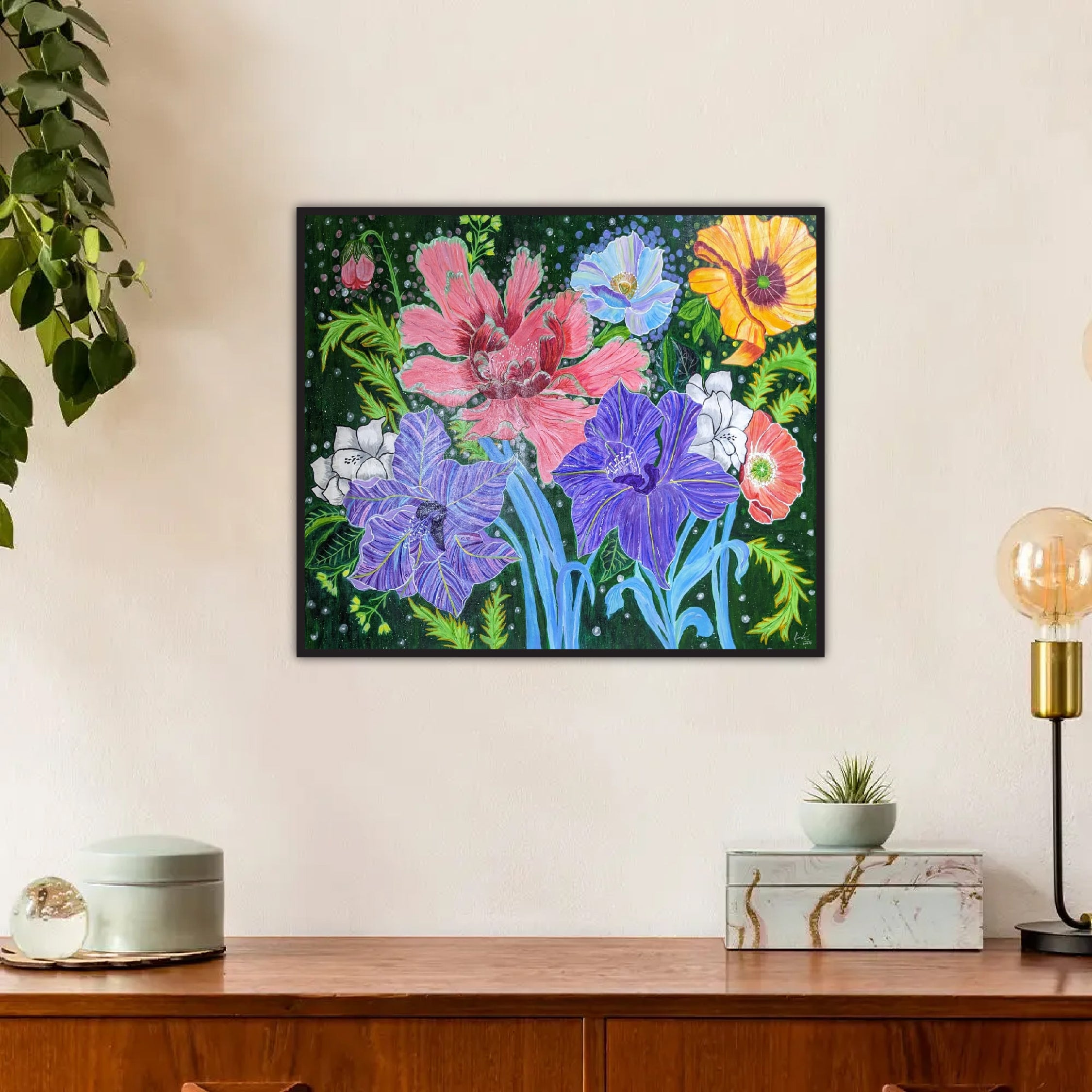 Vibrant Flower Painting on Canvas