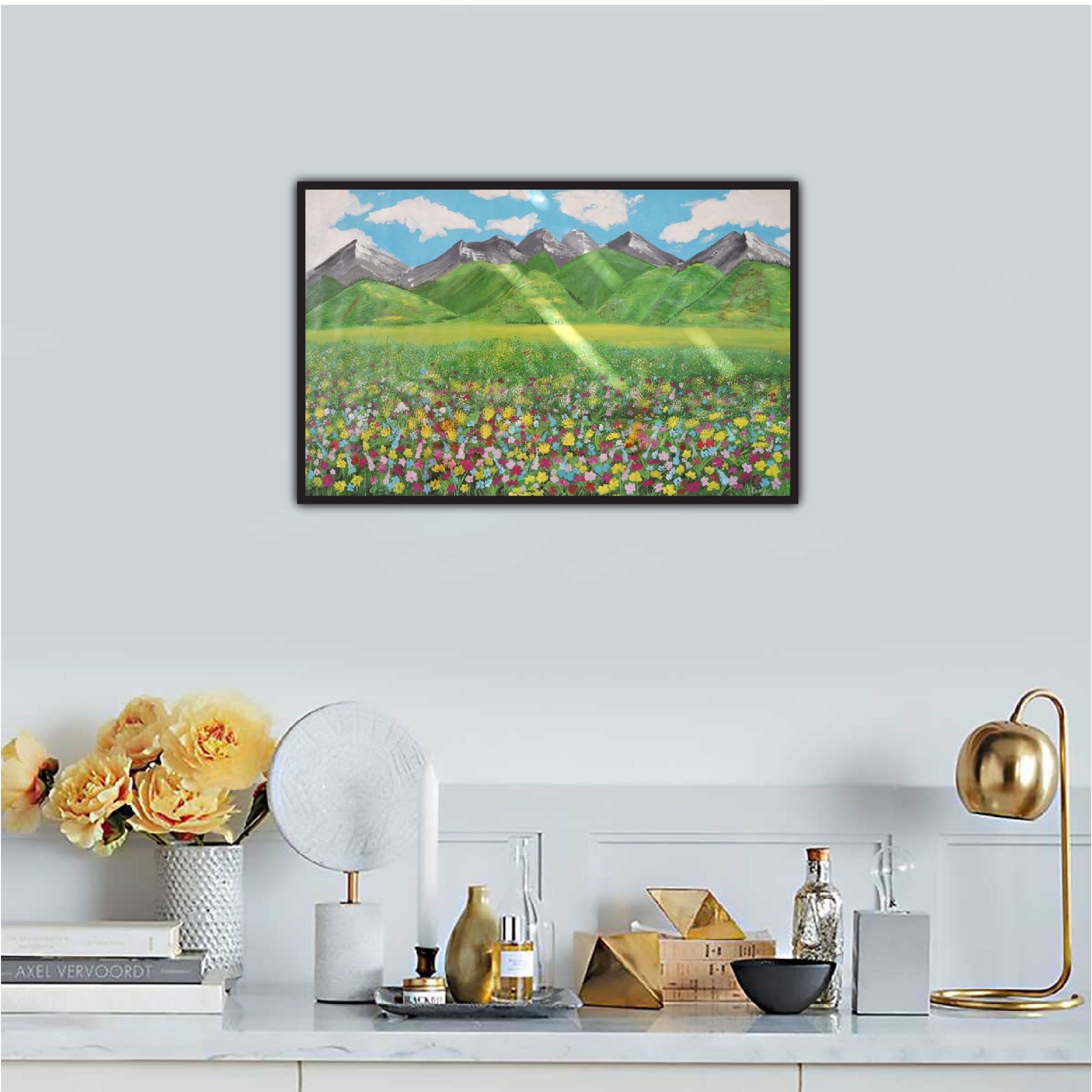 Mountain Meadow & Wildflowers Painting