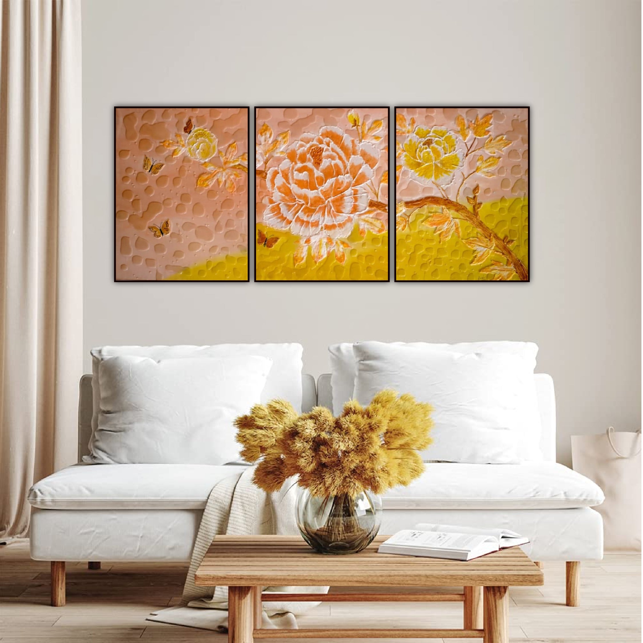 Modern Botanical Triptych Artwork