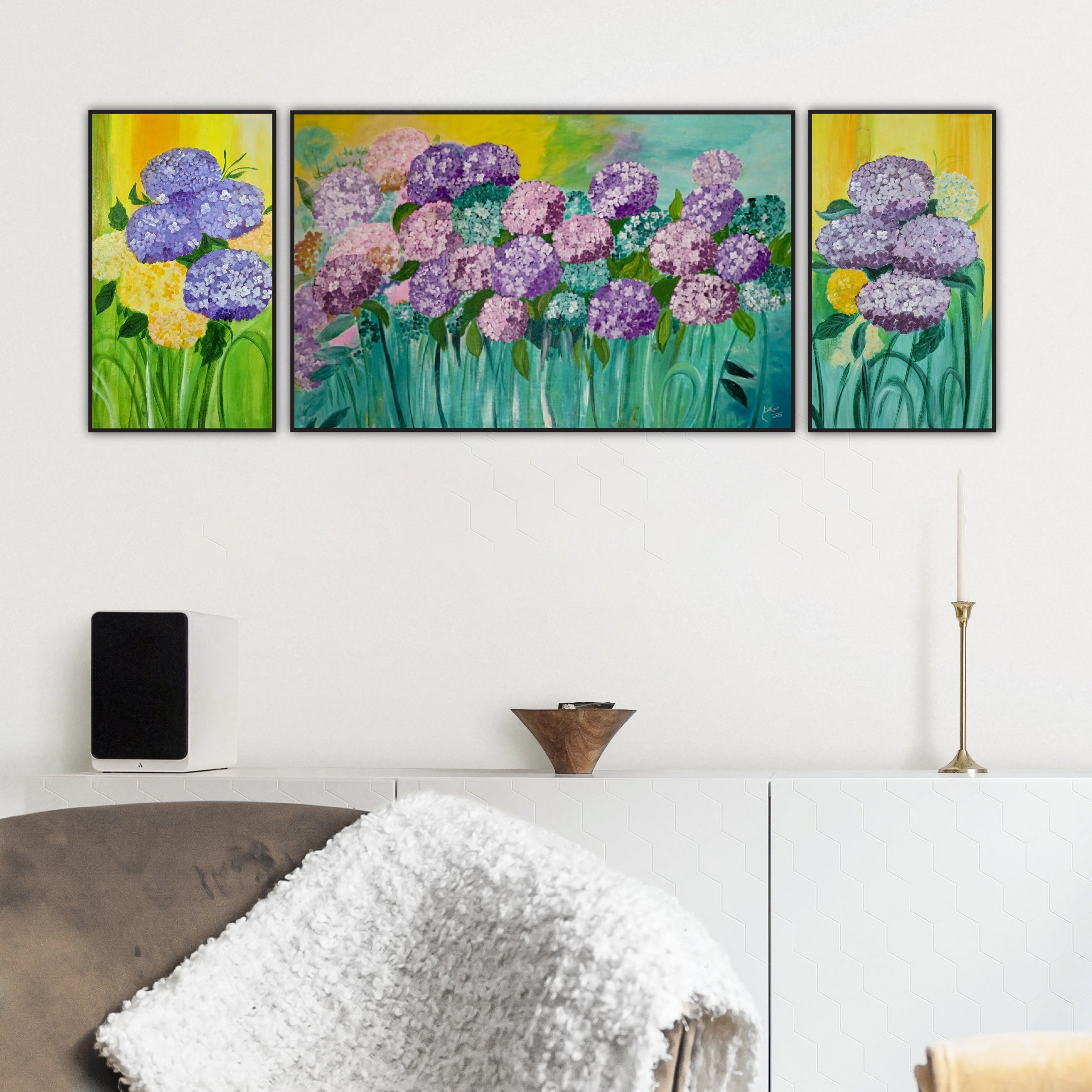 3 PIECE IXORA PAINTING