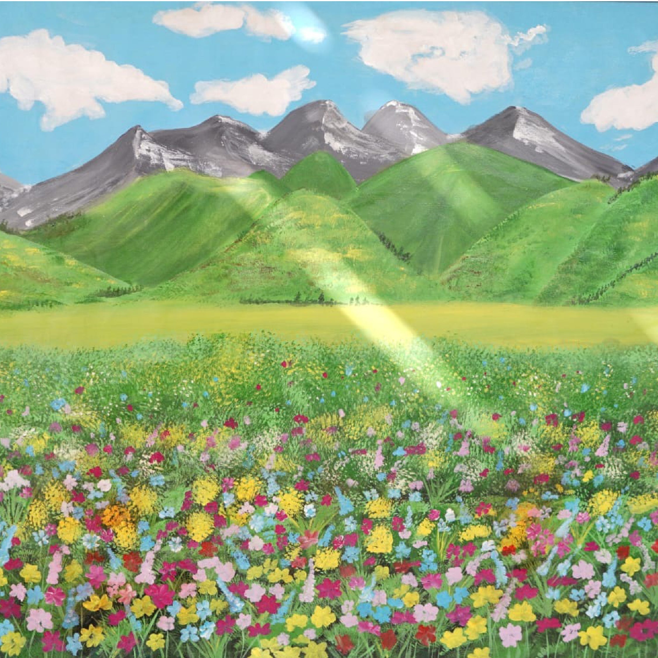 Mountain Meadow & Wildflowers Painting