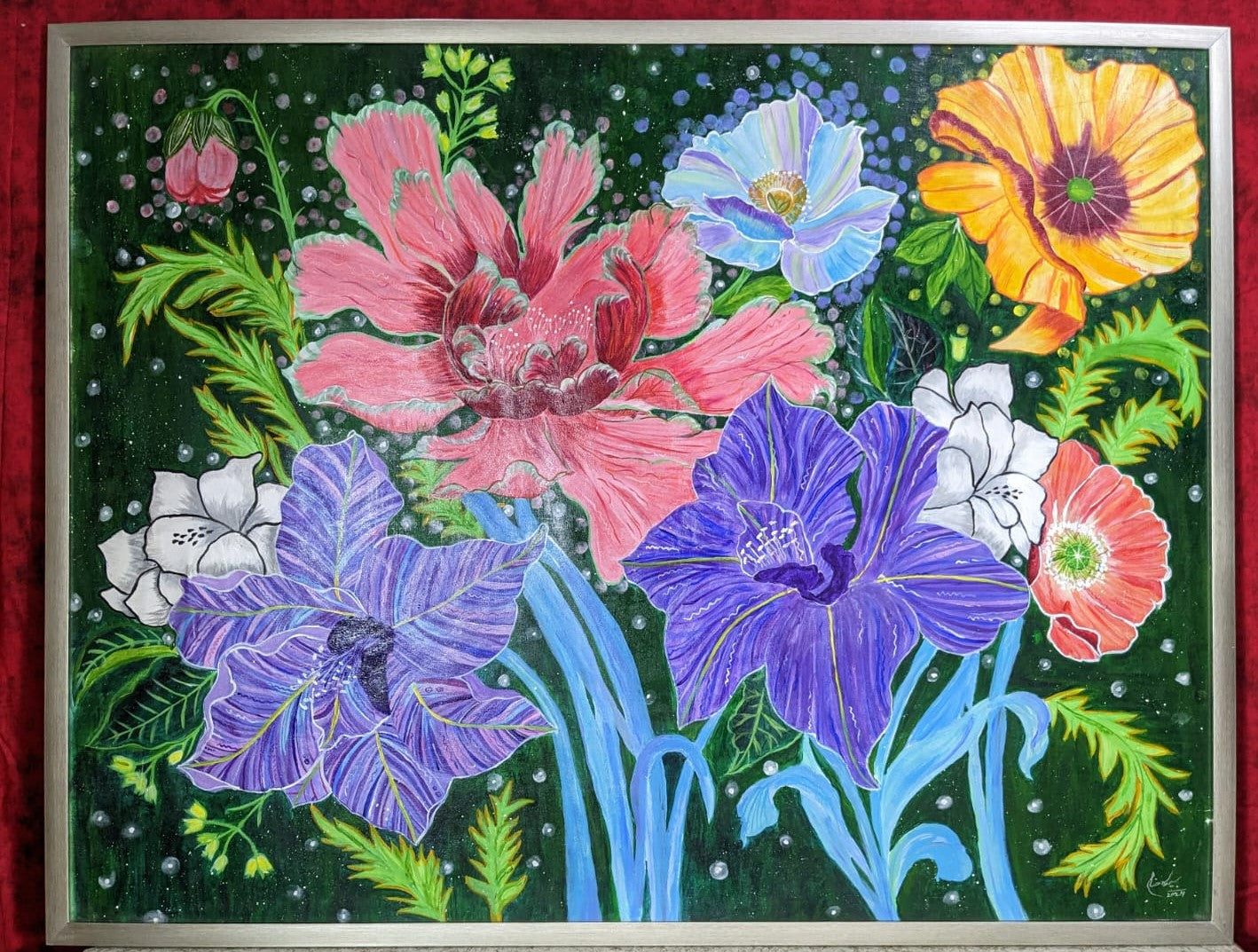 Vibrant Flower Painting on Canvas