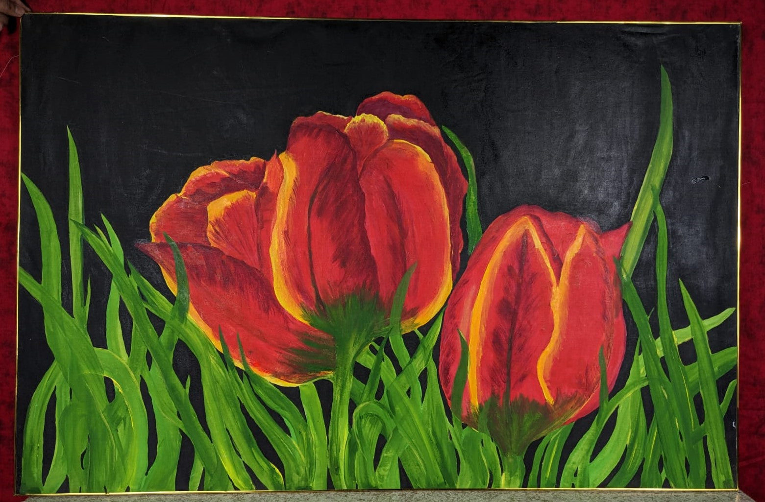 Red Tulip Flowers Painting