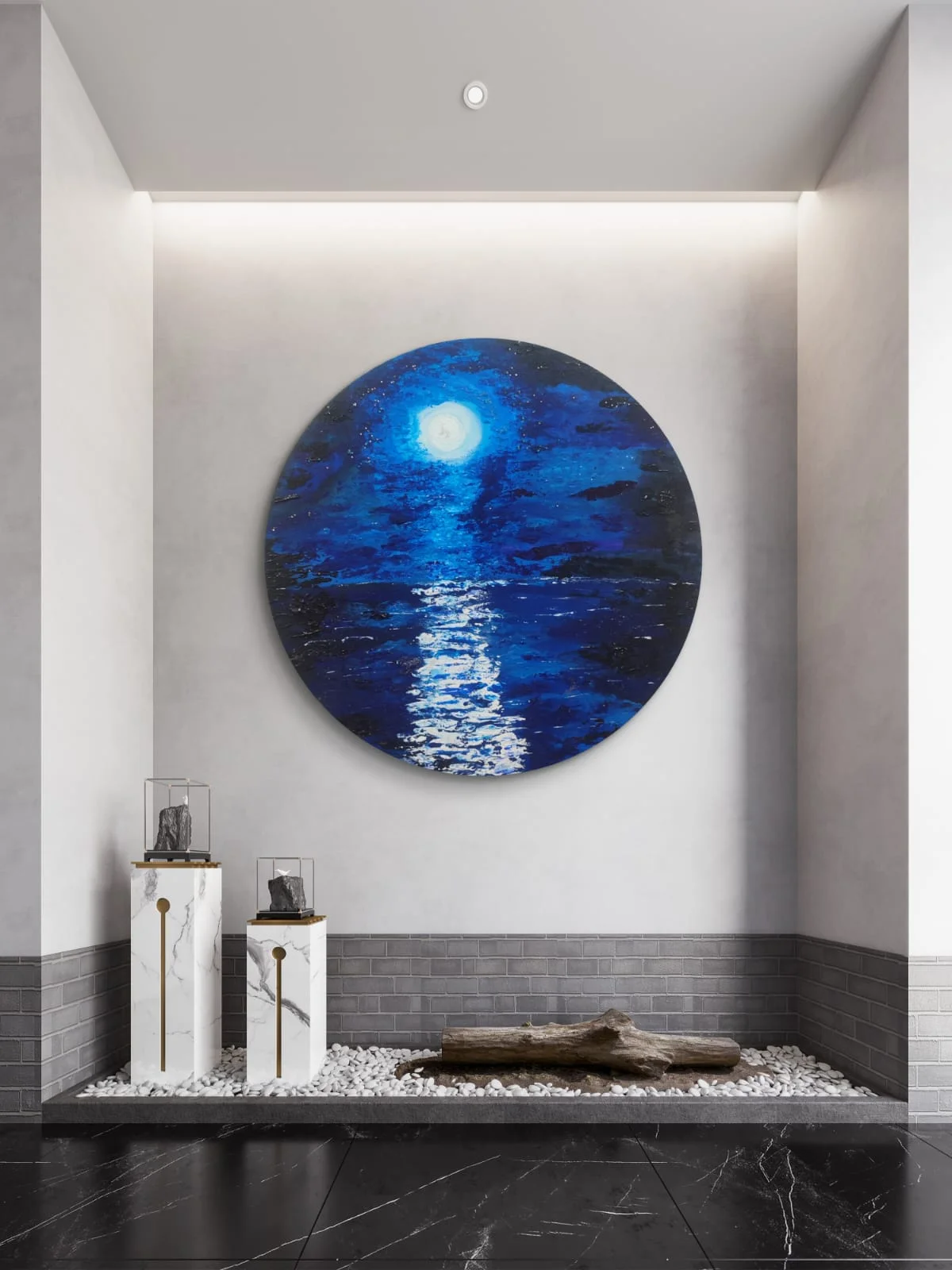 Moonlit-Ocean-Round-Canvas-Blue-Painting